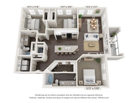 Three bedroom apartment at Jefferson Cove Apartments in Grandprairie, TX